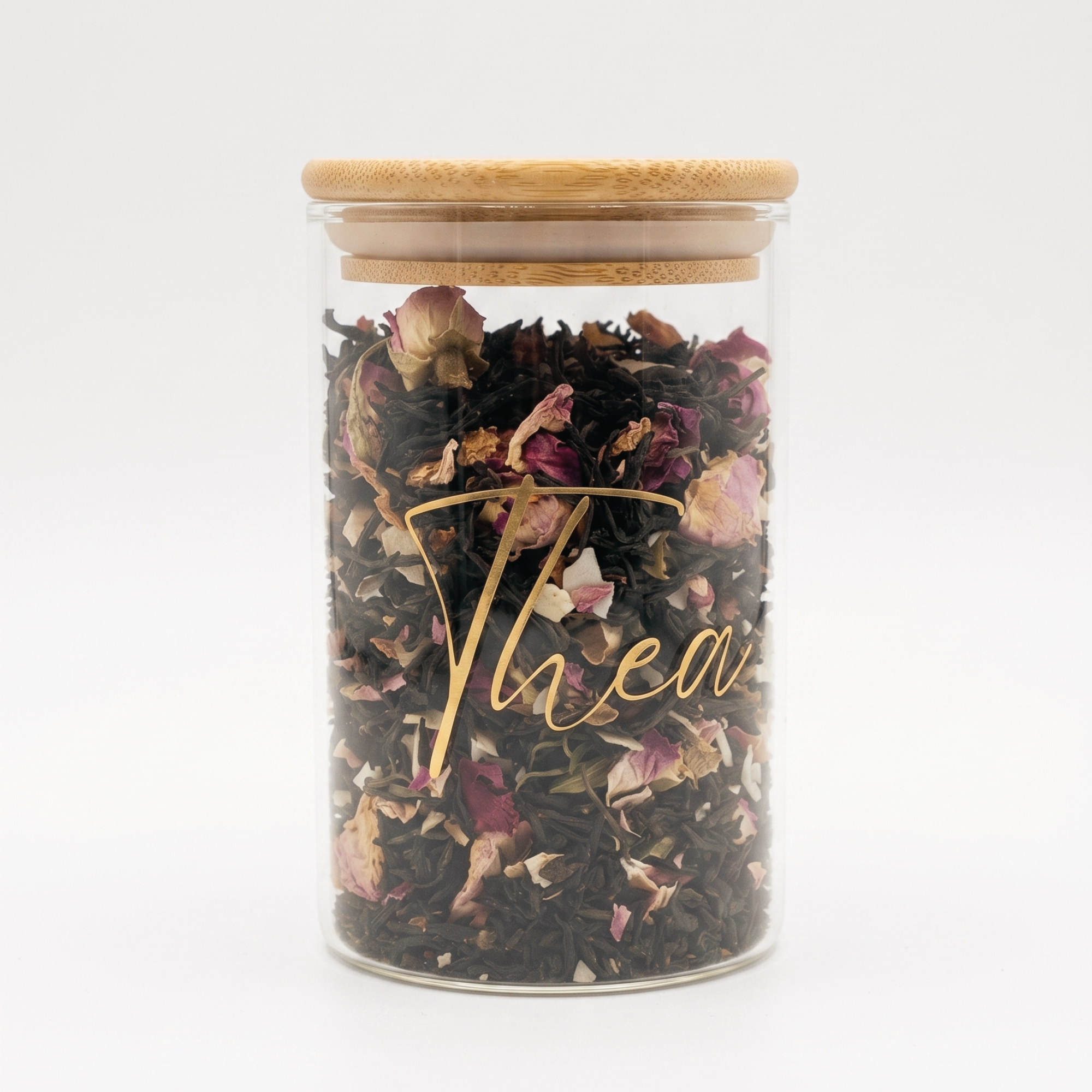 La Vie en Rose tea with Earl Grey and rose petals in a loose tea blend.