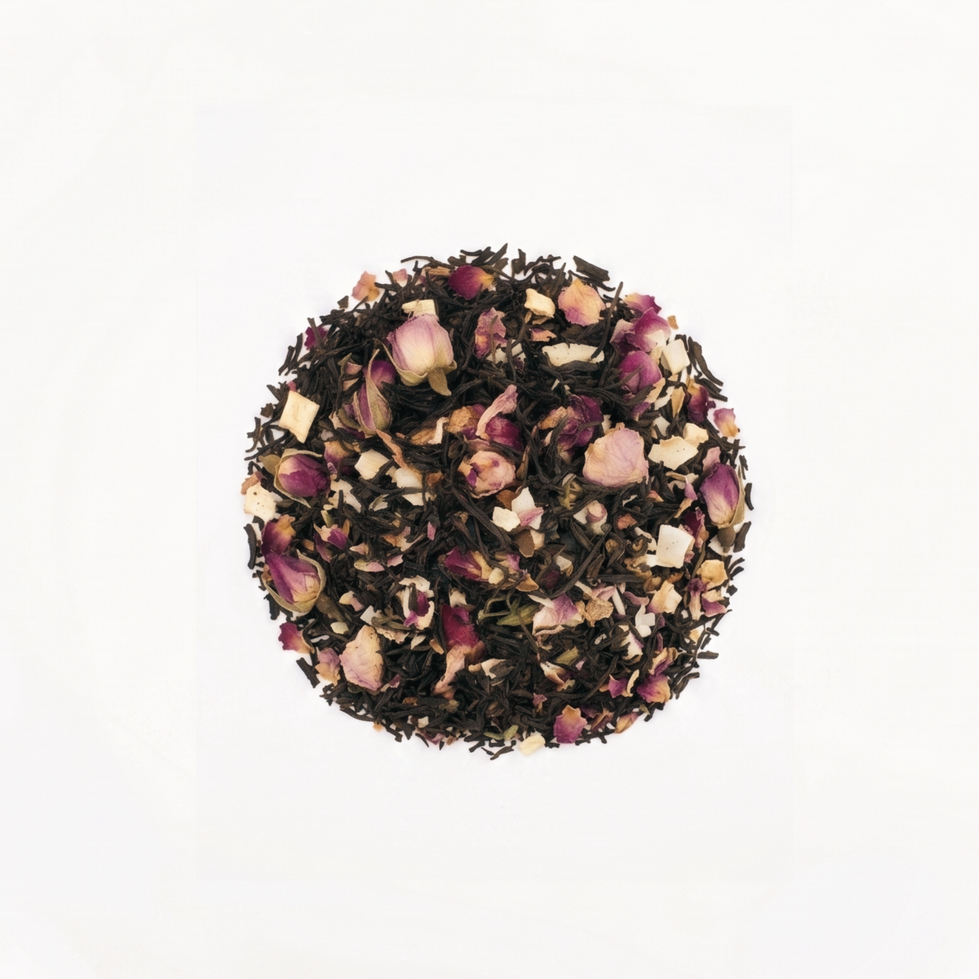 La Vie en Rose tea in a glass jar with wooden lid and golden lettering.
